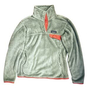 Patagonia Worn Wear Re-Tool Snap-T Gray & Pink Pullover Jacket Women's Medium